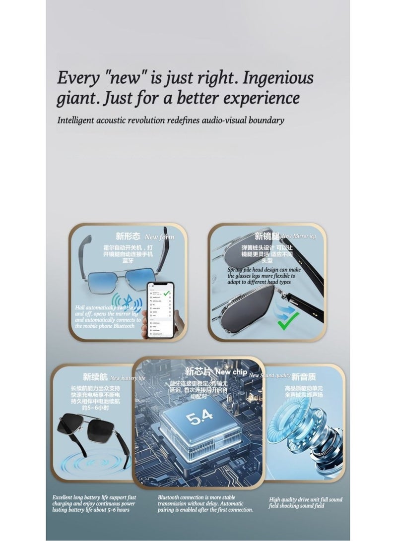 Smart glasses, AI real-time translation glasses, men's ai glasses, driving square frames, smart sunglasses, black technology - Image 5